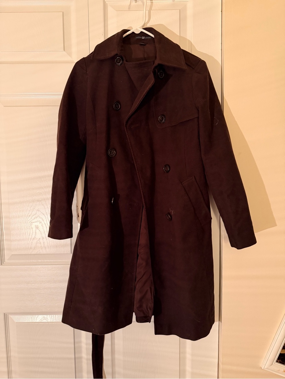 GAP Women's Double-Breasted Trench Coat - Dark Brown
